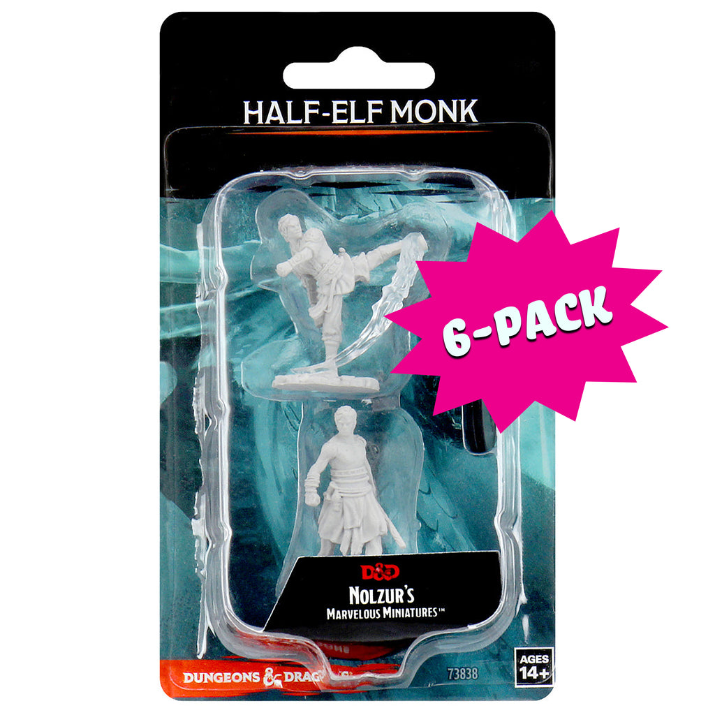 D&D Nolzur's Marvelous Miniatures - Male Half-Elf Monk (Bundle of 6)