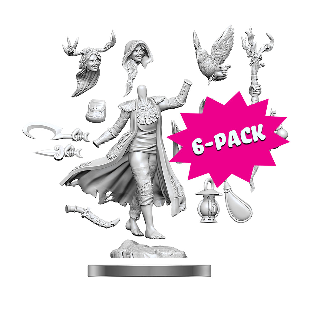 D&D Frameworks: Human Druid Female - Unpainted and Unassembled (Bundle of 6)