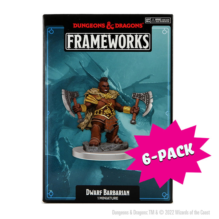 D&D Frameworks: Dwarf Barbarian Female - Unpainted and Unassembled (Bundle of 6)