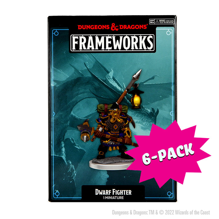 D&D Frameworks: Dwarf Fighter Male - Unpainted and Unassembled (Bundle of 6)