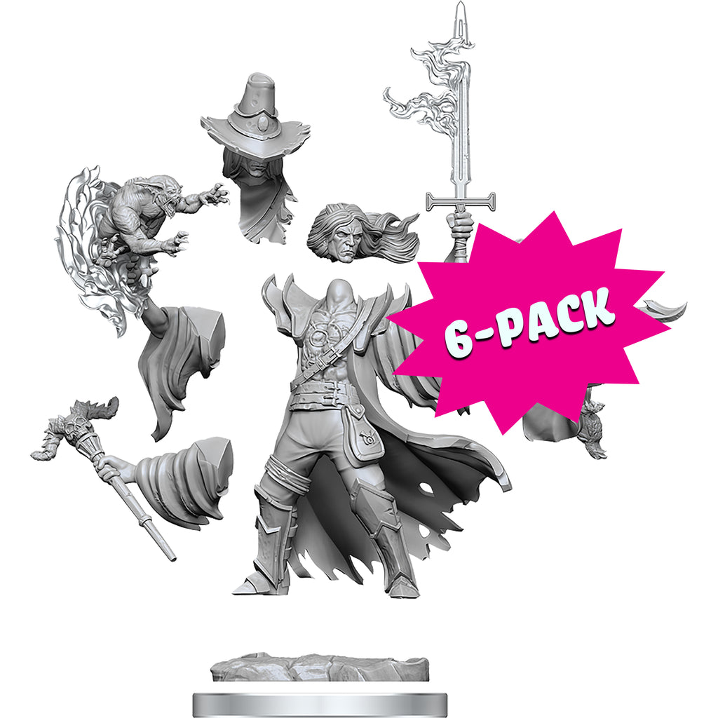 D&D Frameworks: Human Warlock Male - Unpainted and Unassembled (Bundle of 6)