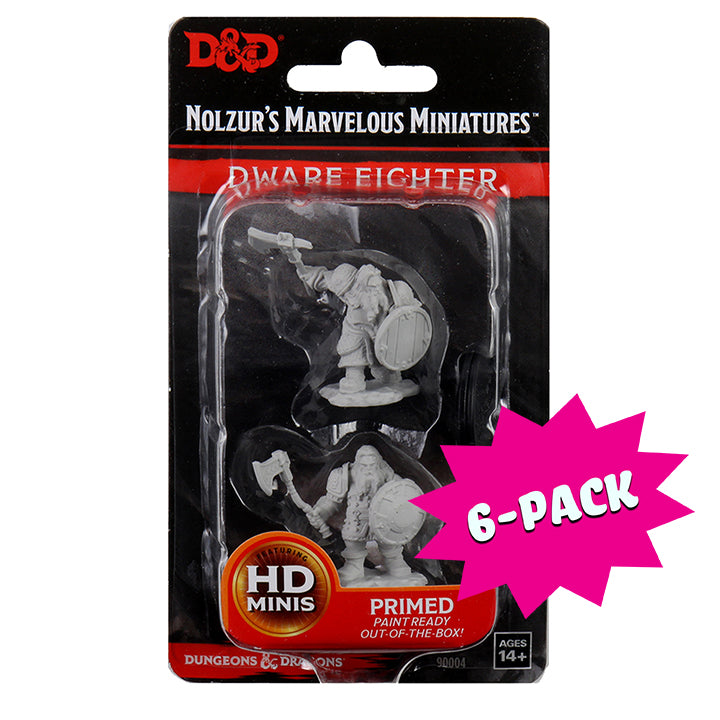 D&D Nolzur's Marvelous Miniatures - Male Dwarf Fighter (Bundle of 6)