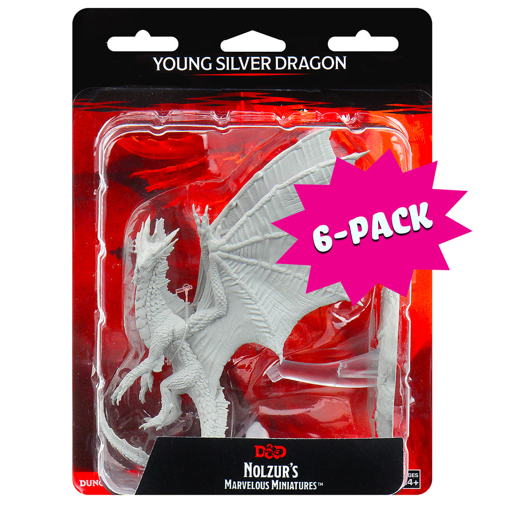 D&D Nolzur's Marvelous Miniatures: Young Silver Dragon (Bundle of 6)