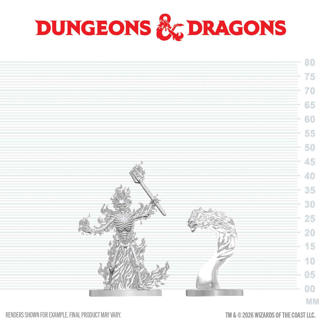 PRE-ORDER - D&D Nolzur's Marvelous Miniatures: Flaming Skeleton & Flameskull