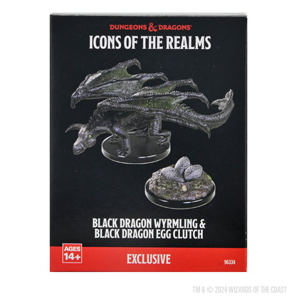 D&D Icons of the Realms: Black Dragon Wyrmling & Black Dragon Egg Clutch Exclusive Miniature - 1