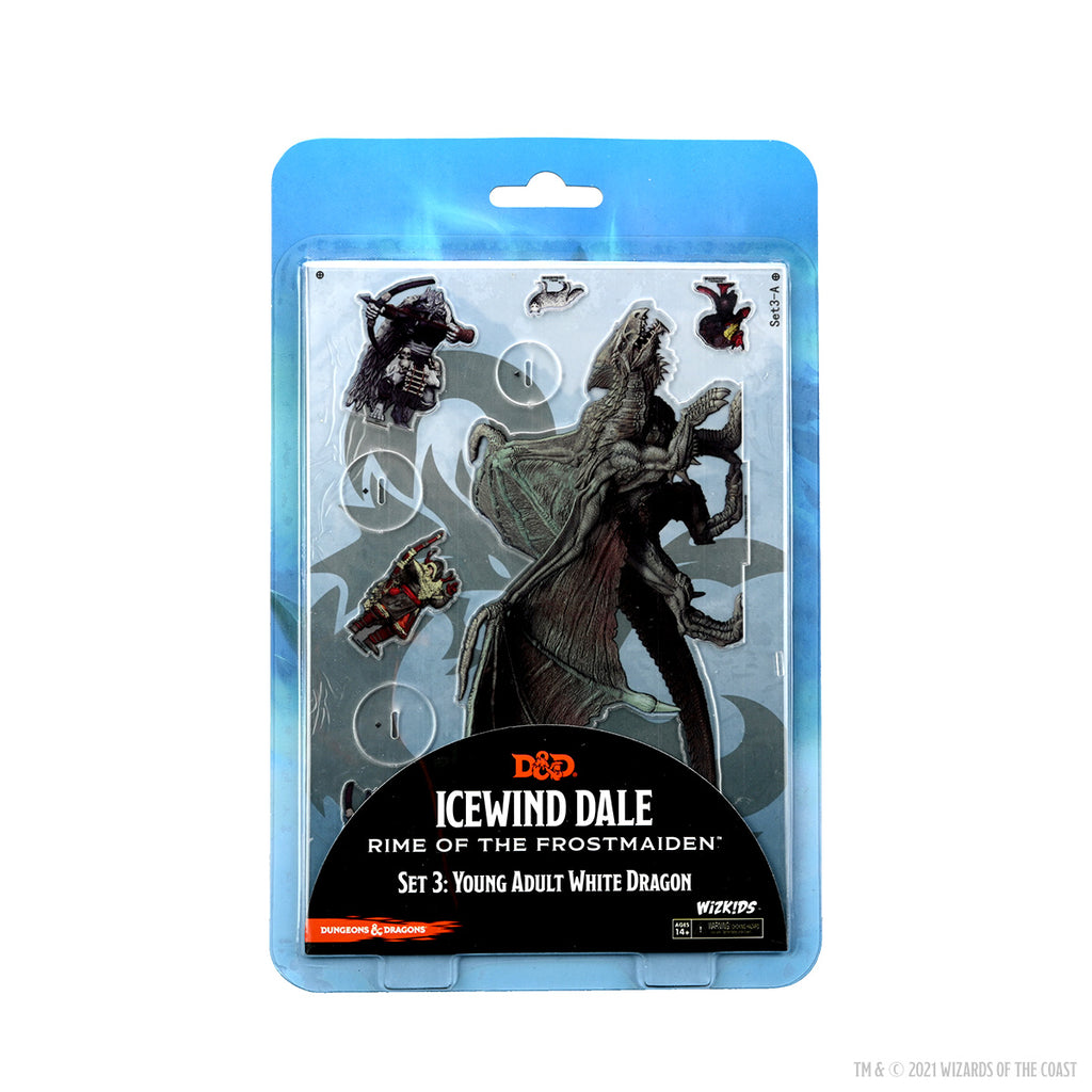 D&D Idols of the Realms: Icewind Dale Rime of the Frostmaiden - Young Adult White Dragon - 2D Set
